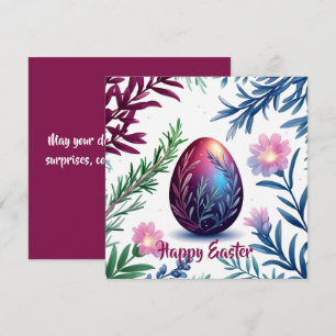 Tarjeta Festiva Arte botánico de huevo de Pascua elegante