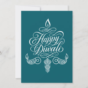 Tarjeta Festiva Arte caligráfico decorativo "Feliz Diwali"