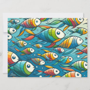 Tarjeta Festiva Arte colorido de peces submarinos
