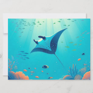 Tarjeta Festiva Arte costero clásico de manta raya