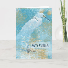 Tarjeta Festiva Arte costero Snowy Egret