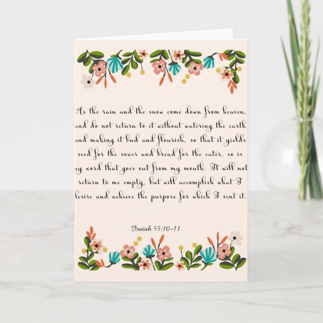 Tarjeta Festiva Arte cristiano de la cita - 55:10 de Isaías - 11 (Anverso)