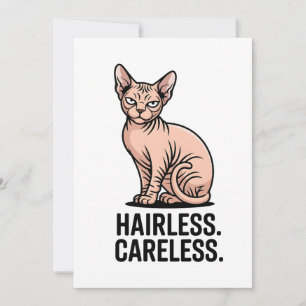 Tarjeta Festiva Arte de actitud de gato Sphynx sin pelo y despreoc