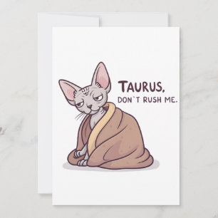 Tarjeta Festiva Arte de actitud zodiacal de gato Sphynx Tauro calm