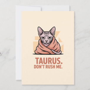 Tarjeta Festiva Arte de actitud zodiacal del gato Sphynx Tauro