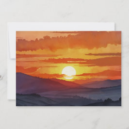 Tarjeta Festiva Arte de acuarela hermoso de la montaña brumosa al