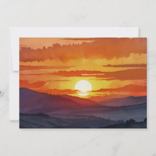 Tarjeta Festiva Arte de acuarela hermoso de la montaña brumosa al 