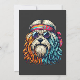Tarjeta Festiva Arte de animales divertidos para perros hippie de 