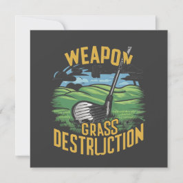 Tarjeta Festiva Arte de Arma de Golf de Destrucción de Césped