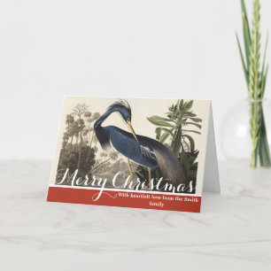 Tarjeta Festiva Arte de Ave de Garza de Louisiana Vintage Audubon