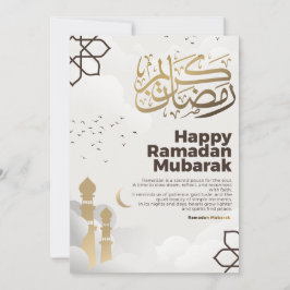 Tarjeta Festiva Arte de Caligrafía Dorada Ramadan Mubarak