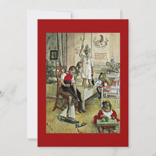 Tarjeta Festiva Arte de Carl Larsson: Mañana de Navidad,
