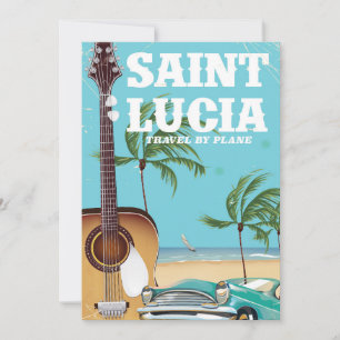 Tarjeta Festiva Arte de cartel retro de vacaciones en Santa Lucía