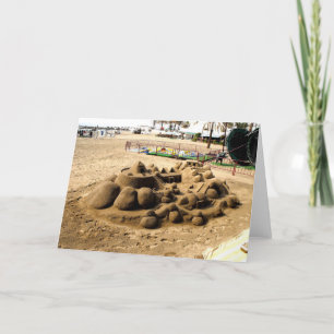 Tarjeta Festiva Arte de castillo de arena en la playa de Marbella