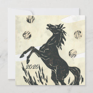 Tarjeta Festiva Arte de Celebración del Caballo Lunar 2026