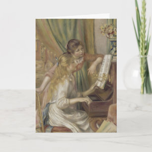 Tarjeta Festiva Arte de chicas al piano impresionista francés vint