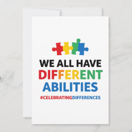 Tarjeta Festiva Arte de Conciencia de Diferentes Habilidades