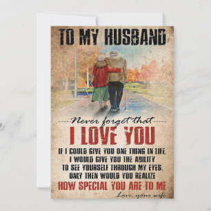 Tarjeta Festiva Arte de esposa para mi marido nunca olvides
