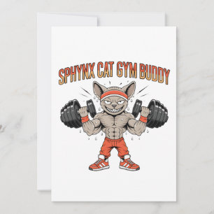 Tarjeta Festiva Arte de Fitness de Dibujos Animados del Gato Sphyn
