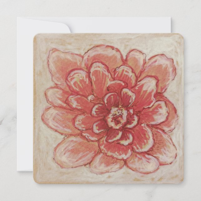 Tarjeta Festiva Arte de flor rosa suave (Anverso)