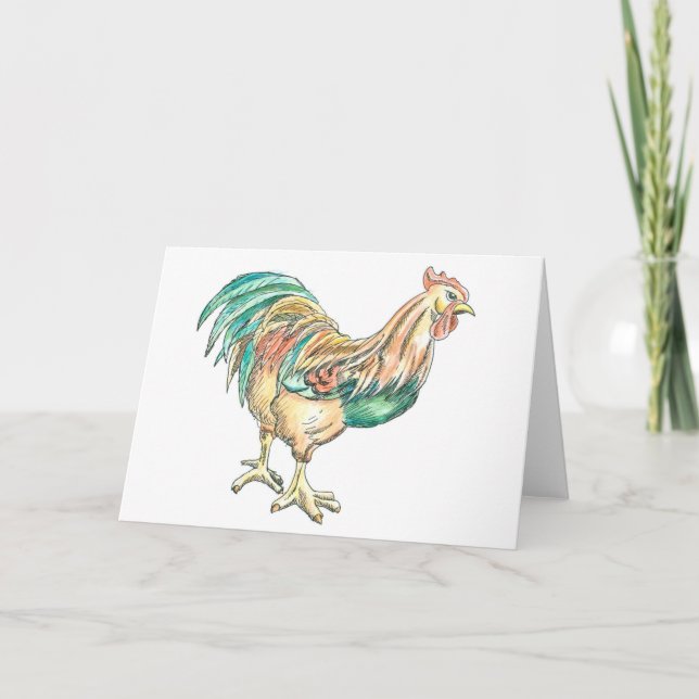 Tarjeta Festiva Arte de gallo (Anverso)