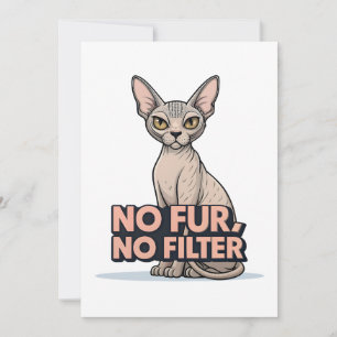 Tarjeta Festiva Arte de gato Sphynx sin pelo y sin filtros Actitud