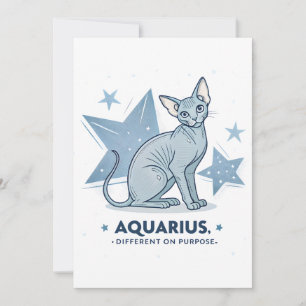 Tarjeta Festiva Arte de Gato Sphynx Zodiaco Acuario con Propósito