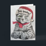 Tarjeta Festiva Arte de gato Vintage Louis Wain Santa Tabby<br><div class="desc">Una tarjeta navideña divertida para los Navidades en cínico, con un hermoso retrato de un taburete de un boceto de lápiz de aspecto vergonzoso del artista felino inglés Louis Wain. Originalmente, en blanco y negro, le di a regañadientes los ojos verdes del tabbycat, un toque de rojo al cuello del...</div>