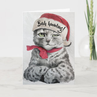 Tarjeta Festiva Arte de gatos Vintage Louis Wain Santa Tabby