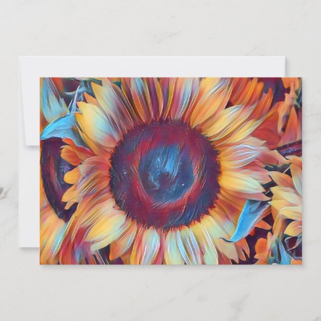 Tarjeta Festiva Arte de girasol (Anverso)