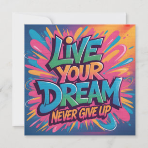Tarjeta Festiva Arte de grafiti vibrante "Vive tu sueño" en pared
