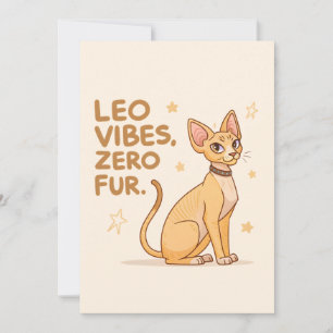 Tarjeta Festiva Arte de Ilustración de Gato Sphynx Leo Zodiaco Lin