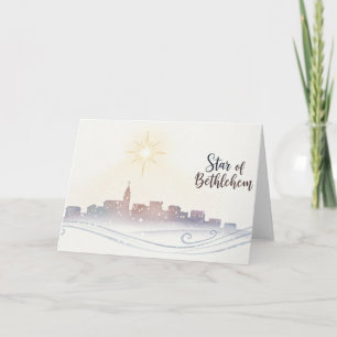 Tarjeta Festiva Arte de la estrella de Belén en el nacimiento de N