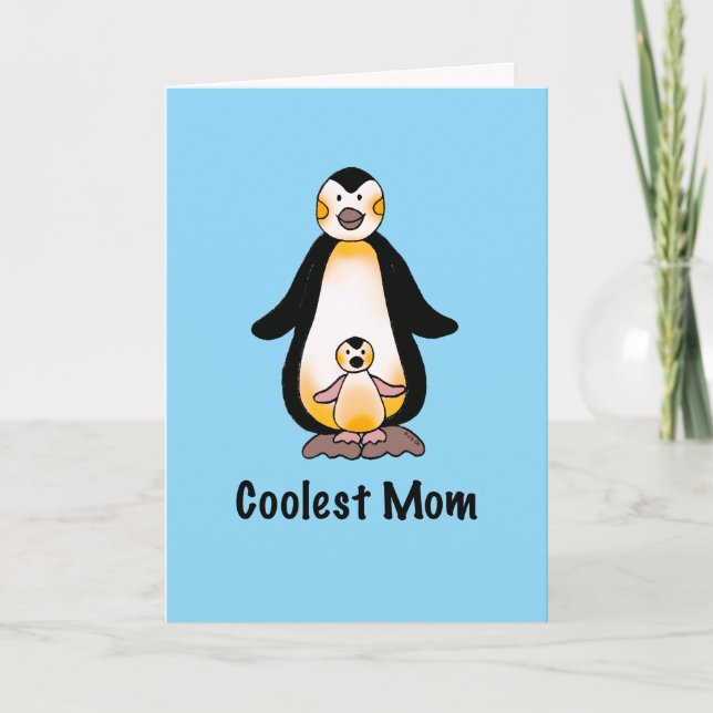 Tarjeta Festiva Arte de la familia de pingüinos de la mamá más gen (Anverso)