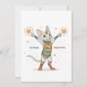 Tarjeta Festiva Arte de la libertad primero gato zodiacal Sagitari