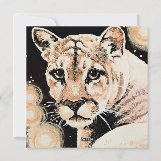 Tarjeta Festiva Arte de león de la montaña Cougar