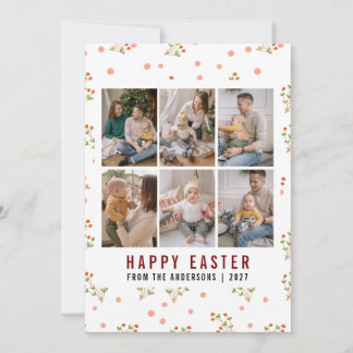 Tarjeta Festiva Arte de línea moderna floral Feliz Pascua 6 Fotos
