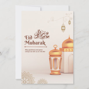 Tarjeta Festiva Arte de linterna de mezquita elegante Eid Mubarak