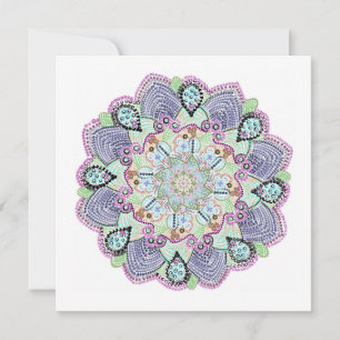 Tarjeta Festiva Arte de Mandala de Doily de Jardín Hermoso