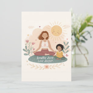 Tarjeta Festiva Arte de meditación caprichosa de madre e hijo