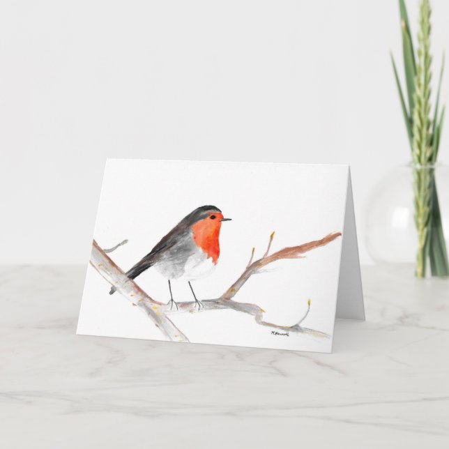 Tarjeta Festiva Arte de Navidades de invierno de aves acuáticas Ro (Anverso)
