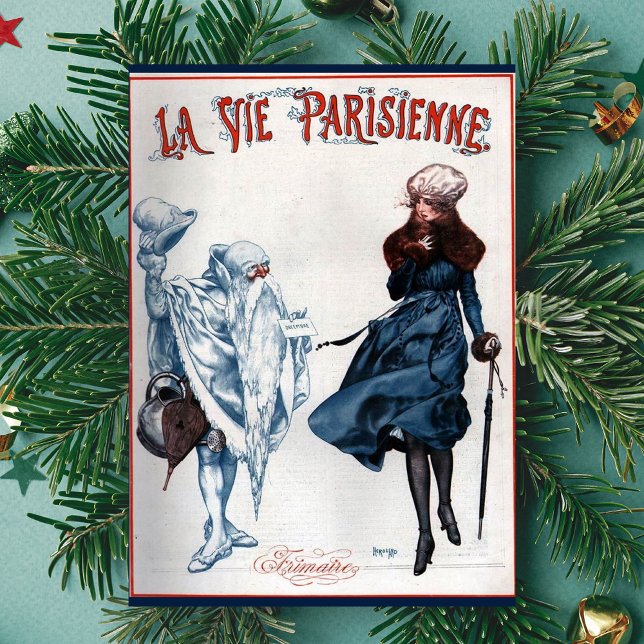 Tarjeta Festiva Arte de Navidades de la Francia de la Retro de Vin (Subido por el creador)
