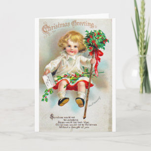 Tarjeta Festiva Arte de Navidades de reproducción de vintage
