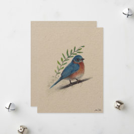 Tarjeta Festiva Arte de pájaro azul