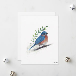 Tarjeta Festiva Arte de pájaro azul