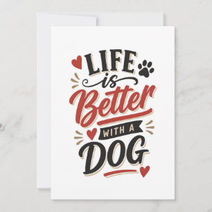 Tarjeta Festiva Arte de pared para amantes de perros - La vida es 