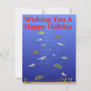 Tarjeta Festiva Arte de peces navideño 2024