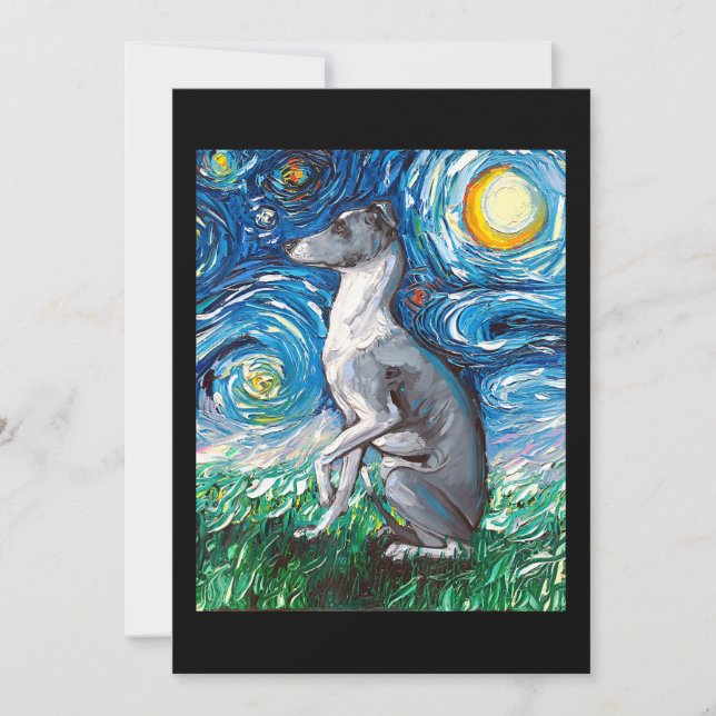 Tarjeta Festiva Arte de perros con marionetas de la noche Starry d (Anverso)