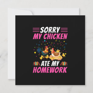 Tarjeta Festiva Arte de Pollo Mi Pollo Se Comió Mi Tarea