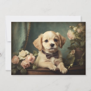 Tarjeta Festiva Arte de retrato de perro cachorro lindo vintage pa